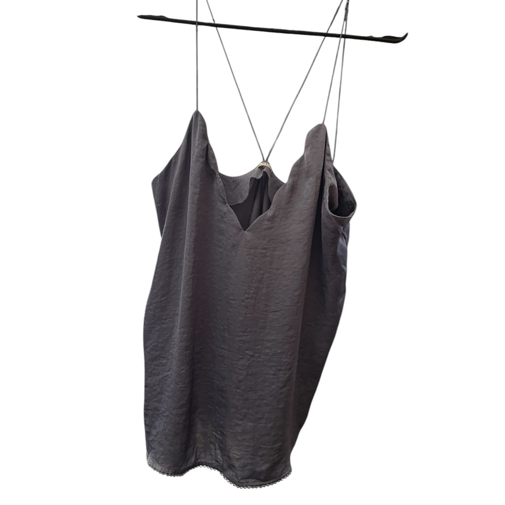 Free People Gray/Blue Scalloped Edge Tank Top - Picture 2 of 4